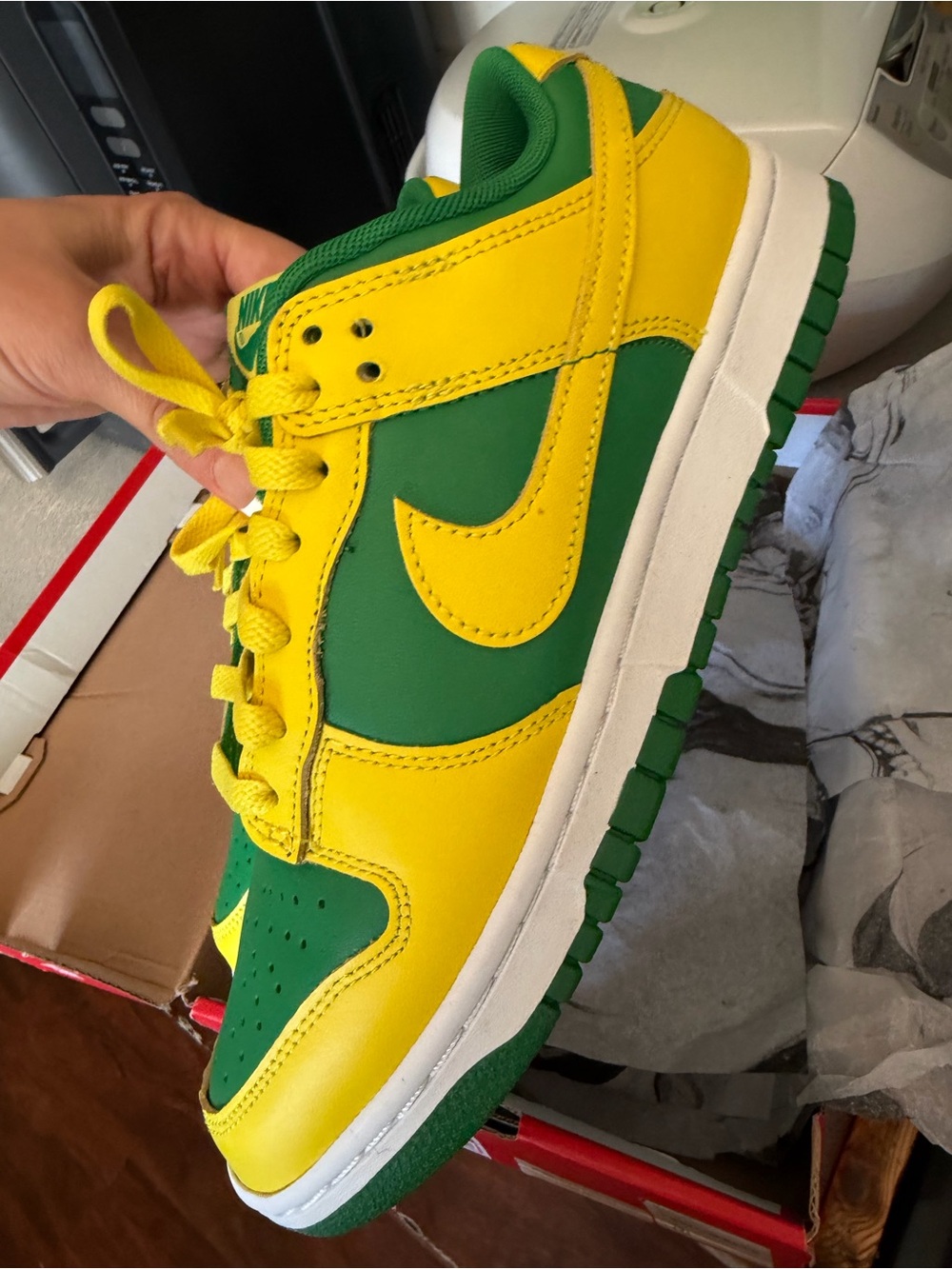 Nike Dunk Low-Top Sneakers in Yellow and Green